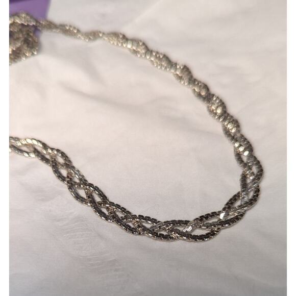 Vintage Italian Sterling Silver Braided Box Chain Necklace 30" Triple Strand 925 - Picture 9 of 12